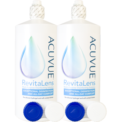 Acuvue RevitaLens Doppelpack und Kontaktlinsenbehälter