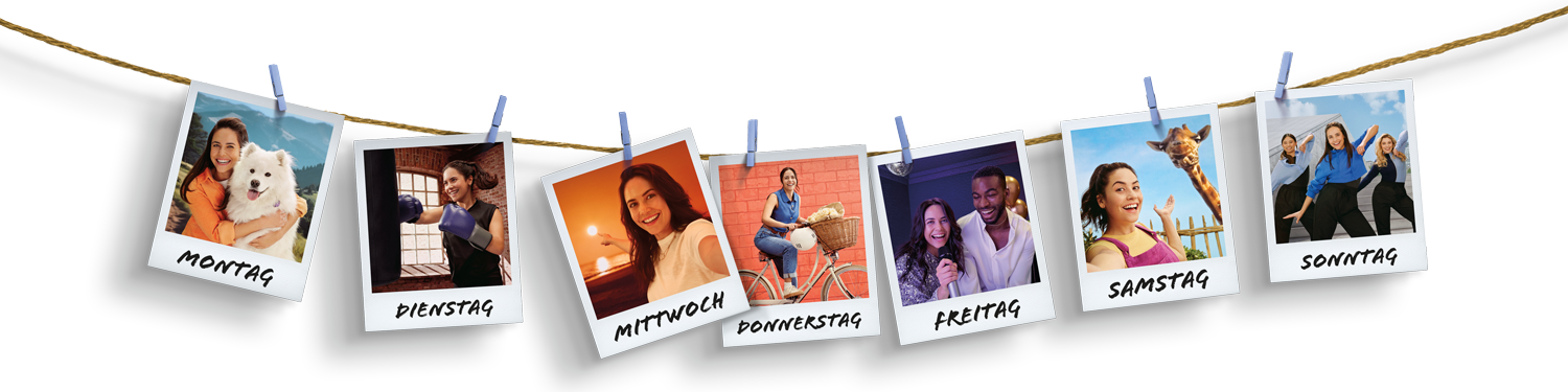 Alcon Wochenlinse - Polaroidbilder an Wäscheleine